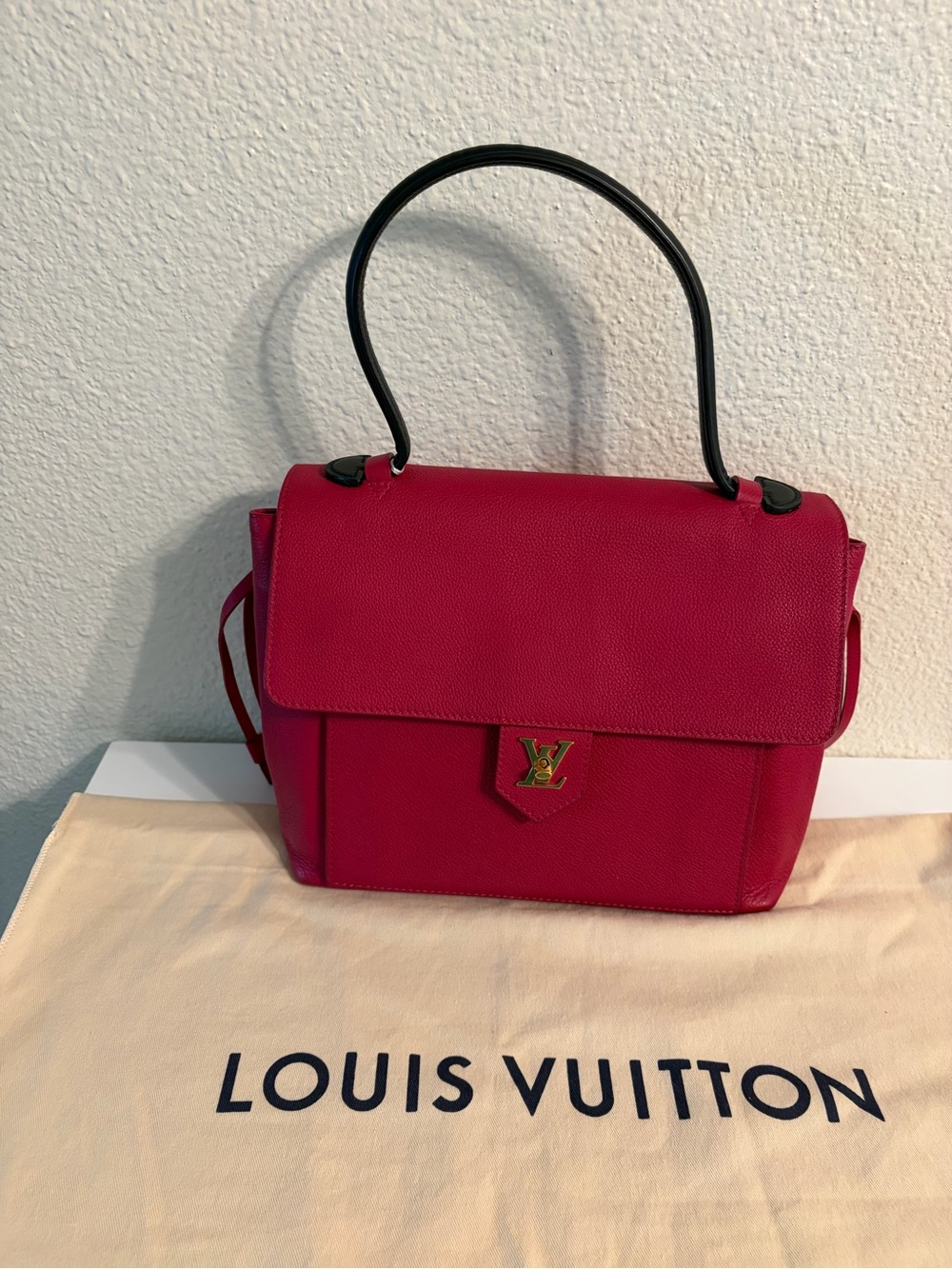 Louis Vuitton Fuchsia Top-Handle Satchel with Black Handle